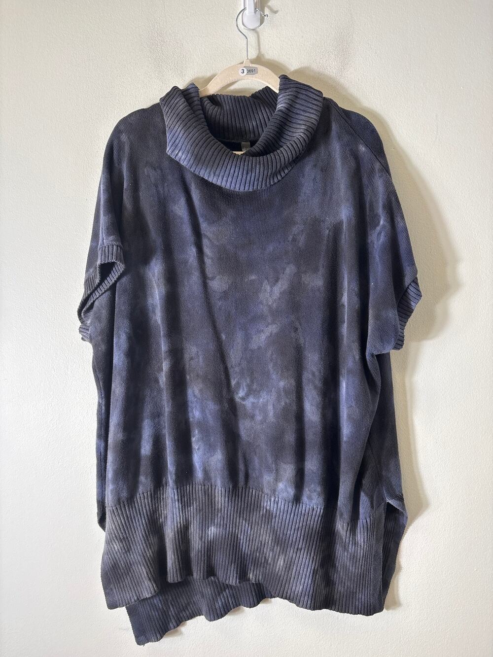 Cynthia Ashby Dark Gray Sleeveless Cowl Neck Oversized Knit Sweater Sz OS
